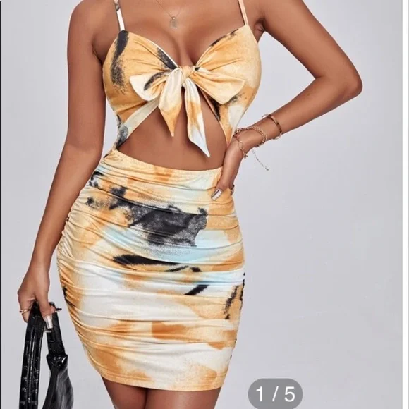 SHEIN | Dresses | Shein Orange Black Cut Out Mini Dress | Poshmark